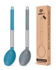 Pack Of 2 Large Silicone Cooking Spoon Non Stick Solid Basting Spoons Heat-Re...