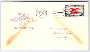 Fort Stockton Texas National Airmail Week 1938 cubierta caché AC68 - Imagen 1 de 2