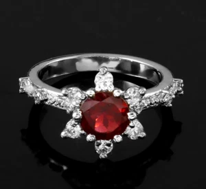 Garnet Ring 925 Sterling Silver Ring Wedding Gift Ring For Women Gemstone Ring - Picture 1 of 3