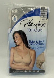 Playtex 18 Hour Wirefree Nude Bra #4049 Side Back Smoothing Comfort Size 40DDD - Picture 1 of 3