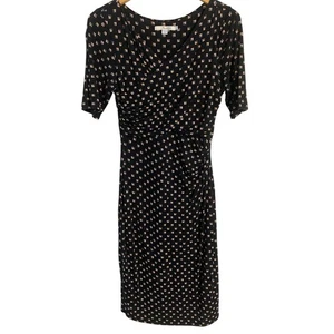 Boden sheath dress women’s size 8L black abstract tencell jersey stretch lined - Picture 1 of 6