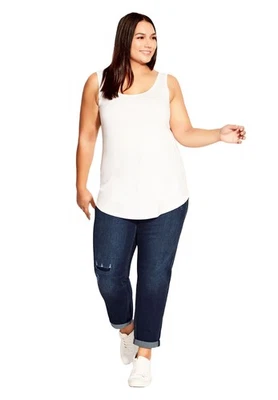 Avenue Women's Plus Size Tall Girlfriend Rip Jean - Image 1 of 4