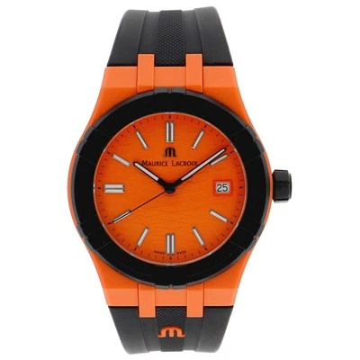 Reloj para hombre MAURICE LACROIX AIKON A12008 cuarzo esfera naranja goma Foto 1 de 4