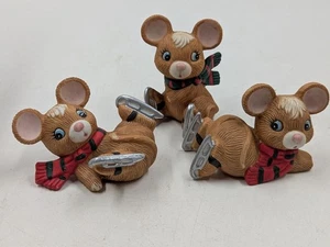 Vintage 80er Jahre Homco Weihnachten Schlittschuh Mäuse 5113 Porzellan Figuren 3er Set - Bild 1 von 10