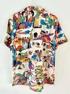MENS BEATLES YELLOW SUBMERINE BUTTON DOWN SHORT SLEEVE SHIRT SZ LARGE - NEW! - Picture 1 of 8