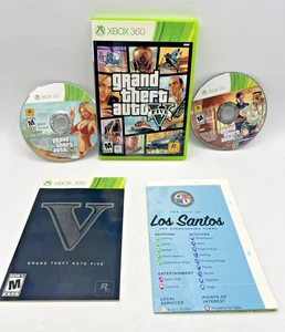Grand Theft Auto V GTA 5 Xbox 360 Complete w/ Map Manual 2 Discs Rockstar - Picture 1 of 8