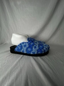 Azalea Wang Efryn Blue Flower Embroidered Crochet Knit Clog Size 9 - Picture 1 of 8