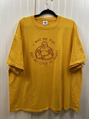 Camiseta De Colección Y2K Divertida Buda Para Hombre 2XL Amarilla Puedo Engordar Pero Mi Polla Es Enorme Foto 1 de 4