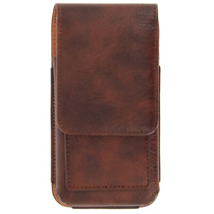 Cover Case Belt Vertical Leather Smartphone Size L - Brown - Picture 1 of 5