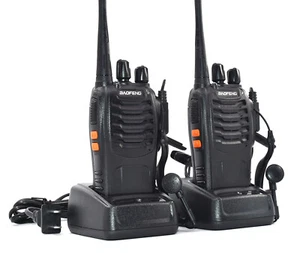 Long Range Walkie Talkie, 2 Pack Handheld Two Way Radio with Earpiece - Picture 1 of 12