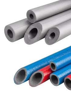 10 meters Flexible Pipe Insulation Foam Blue Red Grey Lagging Round Wrap 10 x 1m - Picture 1 of 3