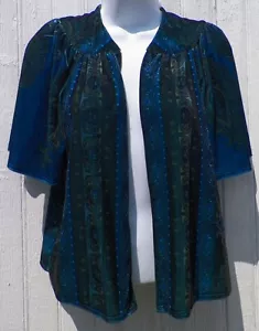 Giacca taglia PS Pavone Stampa Blu Velluto Shrug Semplicemente Irresistibile Petite Small - Foto 1 di 6