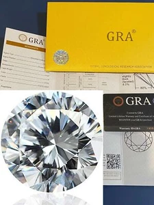 Loose Moissanite Real Gem Stone W. GRA Certificate 3-12mm 0.1-6ct VVS1 D Round - Picture 1 of 5