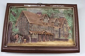 Vntg Chalkware Frame 3D Art Shakespeare's Homeplace 1978 Signed USA Continental - Picture 1 of 8
