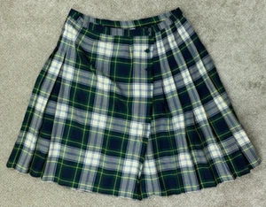 Scottish Kilt Damen 22 grün weiß blau gelb traditionell reine Schurwolle Vintage - Bild 1 von 12