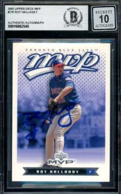 Roy Halladay Gem Mint 10 Beckett BAS Firmado 2003 Cubierta Superior MVP Autógrafo Foto 1 de 2