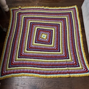 Vintage Granny Sofa Throw Afghan Blanket 58” X 54” - Picture 1 of 1