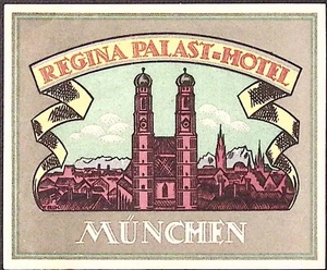 Etiqueta de viaje de equipaje Regina Palast Hotel Munchen Munich Alemania 3,5 x 4" - Imagen 1 de 2