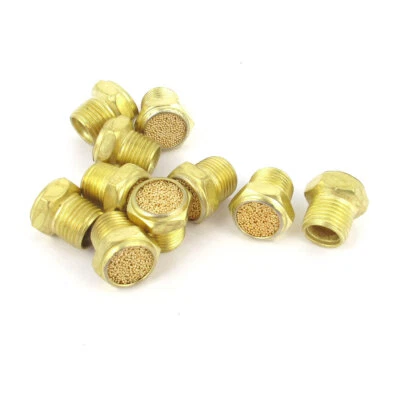 UXCELL 10 Stk Flach pneumatische Muffler Rauschfilter gesintert Gold Ton 1/8PT Aussen