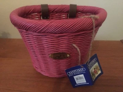 Nantucket Bike Basket Co. Gaviota y Boya Niño Cesta en forma de D - Rosa Foto 1 de 2