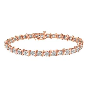 Brazalete de diamantes reales de 1,0 quilates enchapado en oro amarillo de dos tonos plata de ley - Imagen 1 de 49