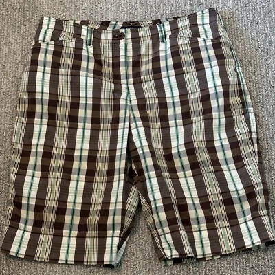 Pantalones Cortos Jones New York Verde Marrón A Cuadros Talla 12 Foto 1 de 4