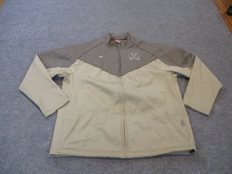 Nike Virginia Jacket Adult 3XL Brown Full Zip Pleather Embroidered Mock Mens Cover