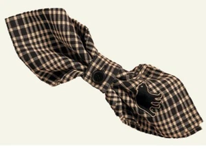 Napkin with Ring Black Tan Plaid with Bear Applique Victorian Heart Lodge Decor - Picture 1 of 2