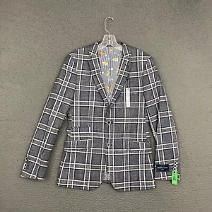 Paisley & Gray Blazer Jacket Mens 36R Slim Fit Blue Plaid Sport Coat Dad Preppy - Picture 1 of 13