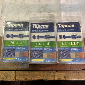 (75) Tapcon 3 3/4" x 1/4" Hex Washer Head Concrete Anchors 3 Boxes - Picture 1 of 1