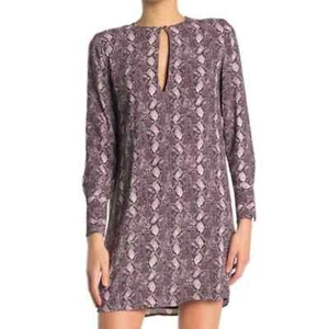 Equipment Dress Small Mini Snakeskin Print Long Sleeve Satin Shift Bonnie - Picture 1 of 8
