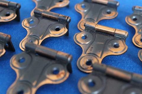 Pairs--Vintage NOS Copper Flashed Cabinet Hinges 1930s -1940s (japanned) Cover