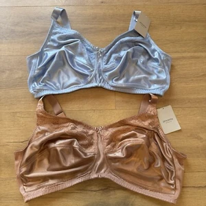 Amoena Bundle of 2 Nancy Wire-Free Mastectomy Bras Size US 50C Blue Caramel - Picture 1 of 14