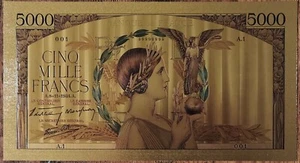 Banknote 5000 Franken SIEG 1934 Replik Polymer Gold Gold - Bild 1 von 4