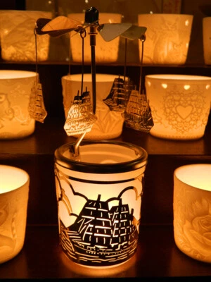 Portacandela tealight bicchiere vetro e girandola idea Natale confezione inclusa - Immagine 1 di 4