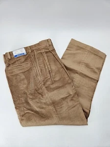 Lands' End Men's TAN Pleated Relaxed 6-Wale Corduroy Pants 40x30 NOS  - Picture 1 of 5