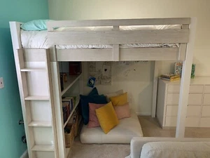 Pottery Barn Rys Loft Bed. Full size bed, mattress included. - Picture 1 of 7
