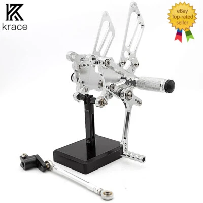 Silver CNC Rearset Footpegs Footrest Pedal For MV Agusta F4/F4 1000 1998-2009 - Изображение 1 из 4