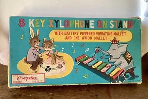 Vintage 1950’s Cragstan 8 Key Xylophone On Stand Toy Original Box 9.5x4.5” Japan - Picture 1 of 6