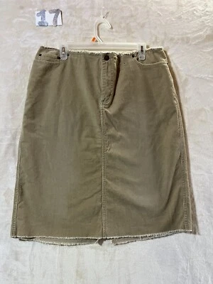 Saia de veludo vintage anos 90 Venezia tamanho 14 bolsos bege comprimento modesto do joelho - Imagem 1 de 4