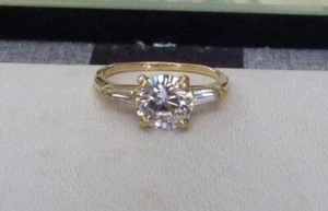 LINDENWOLD'S SOLID 14K YELLOW GOLD 2.5CTTW CUBIC ZIRCONIA RING SIZE 7 3/4 ~ 3.5G - Picture 1 of 10