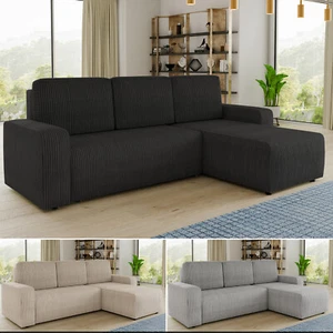 Ecksofa Roma L mit Schlaffunktion und Bettkasten - Cord Stoff - L-Form Couch - Bild 1 von 15