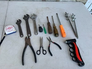 15 Piece Hand Tool Lot Sears J.H Williams Adjustable Wrench Wire Cutter Tape ++ - Picture 1 of 10