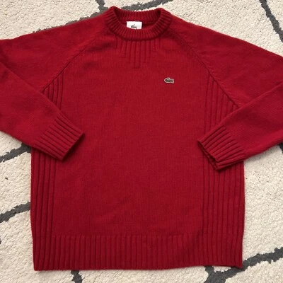 Suéter Vintage Lacoste 100% Lana Rojo Cuello Redondo Talla 4 Foto 1 de 3