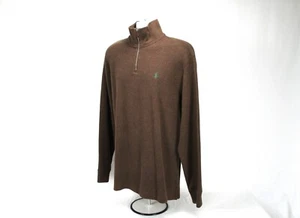 Polo Ralph Lauren 1/4 Zip Sweater Men's Sz XL Brown Designer Cotton Long Sleeve - Picture 1 of 7