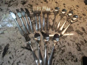16 Piece - Food Network Basil Stainless Flatware Forks Spoons or Knives - Picture 1 of 4