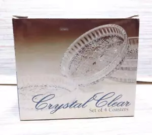 Essex Coasters Crystal Clear Signature Set Of 4 24% Lead Crystal vintage - Picture 1 of 5