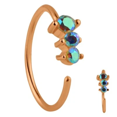 Серебро 925 в 3CZ черный, серебро, золото, розовое золото 8 мм уха нос кольцо 20G - Изображение 1 из 4