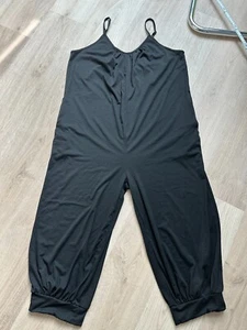 Overall Jumpsuit schwarz Onesize 3/4 Beinlänge Caprihose Megaelastisch Taschen - Bild 1 von 11