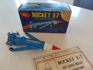 Vintage Rocket X-7 Plastic Space Toy Ray Guided Missile Hong Kong Working 60s - Picture 1 of 15